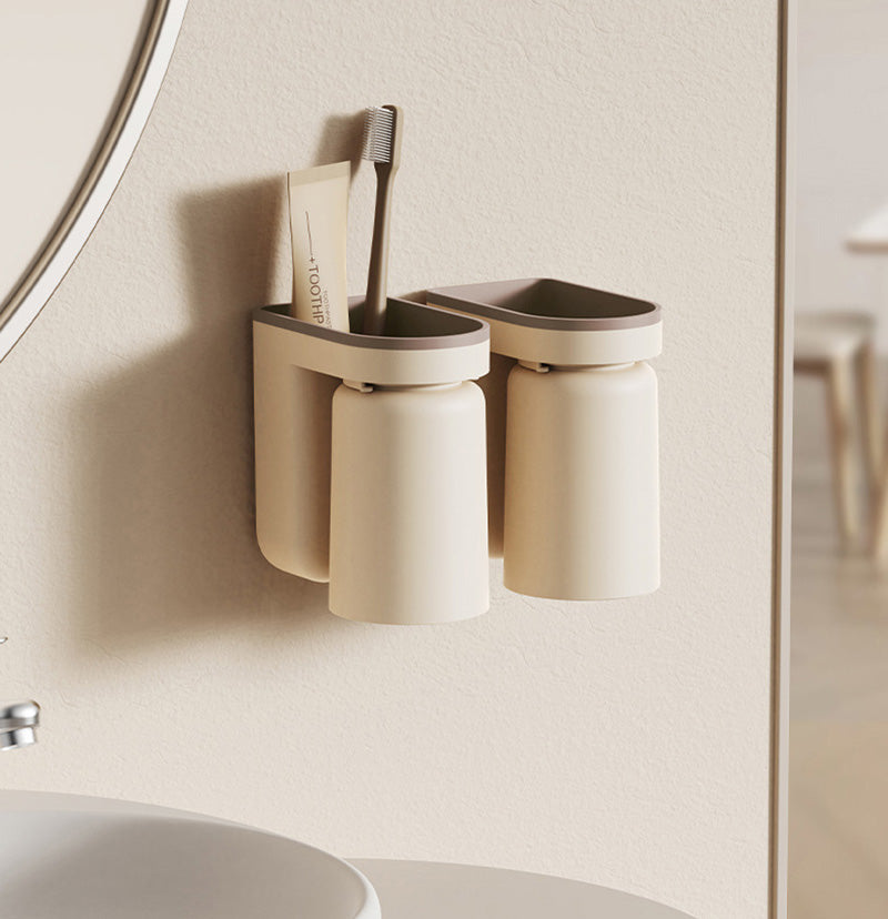 Wall Mounted Toothbrush Holder 2 In 1 Toothbrush Storage Rack Creative Inverted Toothbrush Cup Drain Rack Bathroom Accessories