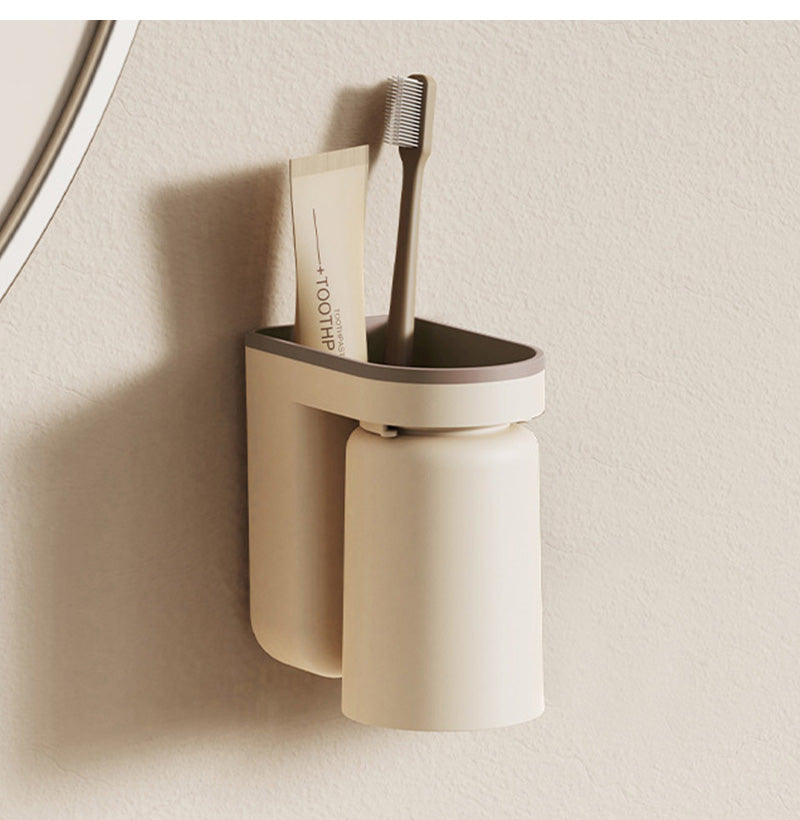 Wall Mounted Toothbrush Holder 2 In 1 Toothbrush Storage Rack Creative Inverted Toothbrush Cup Drain Rack Bathroom Accessories
