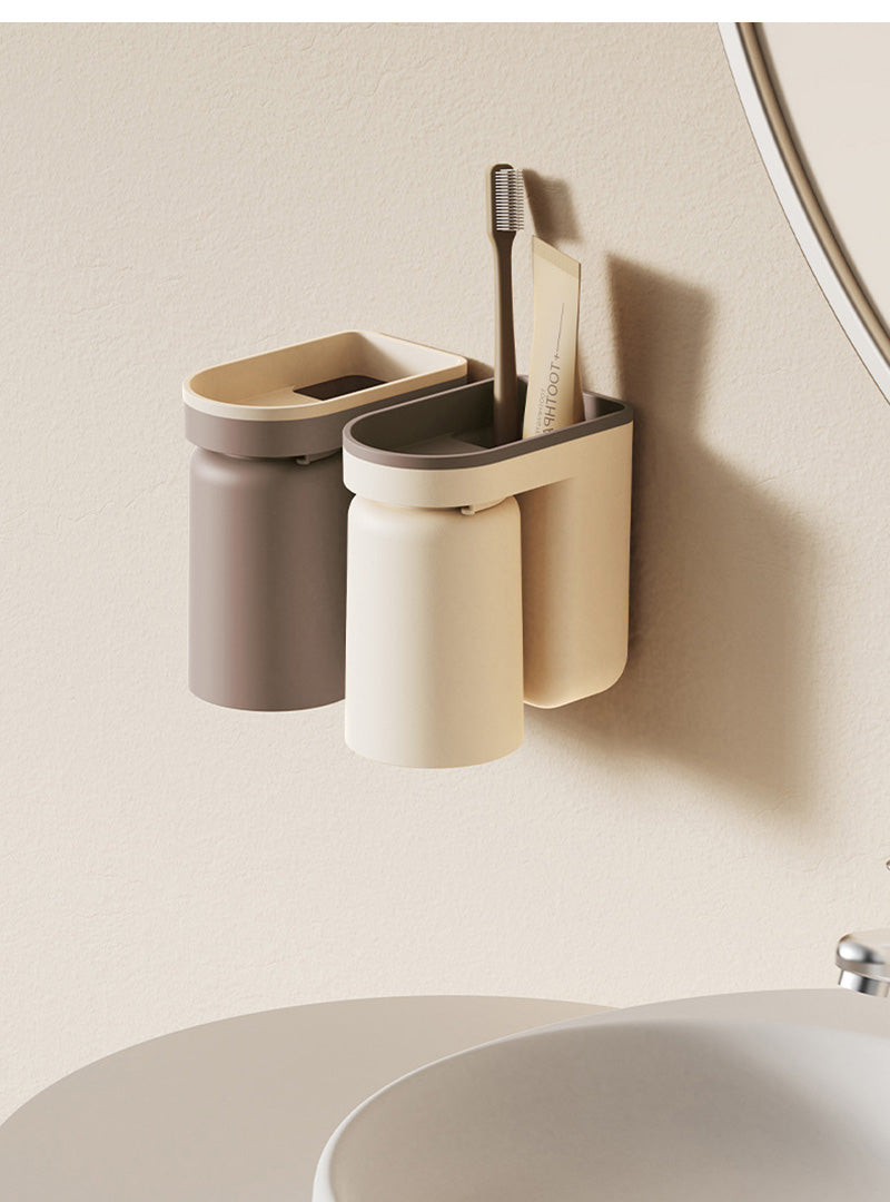 Wall Mounted Toothbrush Holder 2 In 1 Toothbrush Storage Rack Creative Inverted Toothbrush Cup Drain Rack Bathroom Accessories