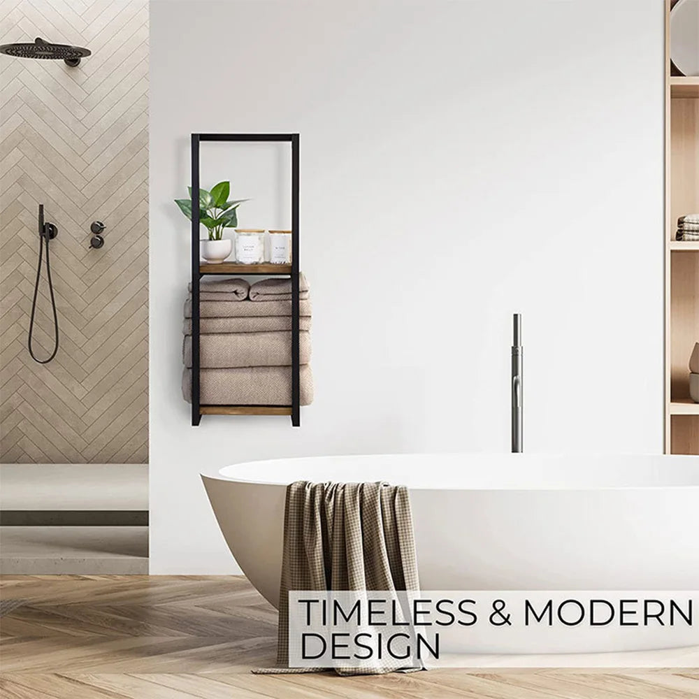 Double-layer Wall-mounted Towel Storage Rack Sturdy Thickened Easy To Install for Home Bathroom Bedroom