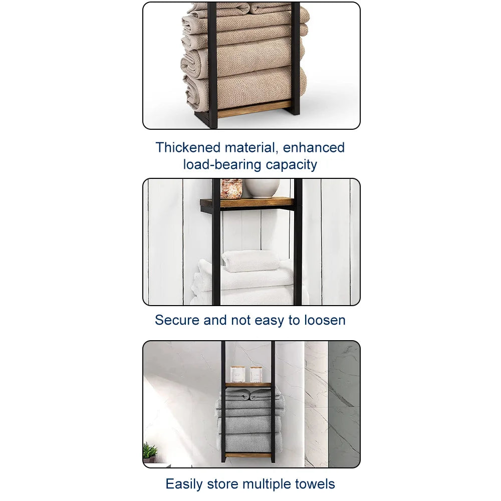 Double-layer Wall-mounted Towel Storage Rack Sturdy Thickened Easy To Install for Home Bathroom Bedroom