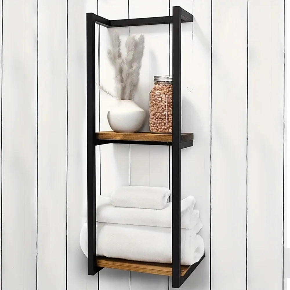 Double-layer Wall-mounted Towel Storage Rack Sturdy Thickened Easy To Install for Home Bathroom Bedroom
