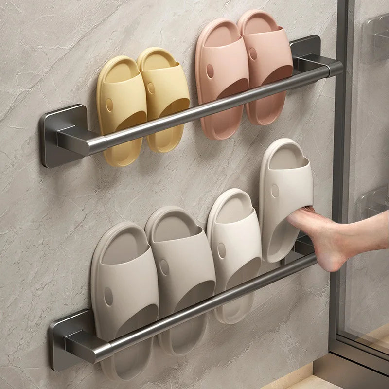 Bathroom Towel Holder Without Drilling Bathroom Black Towel Rack Towel Bar Self-Adhesive Bathroom Towel Rack Towel Rail