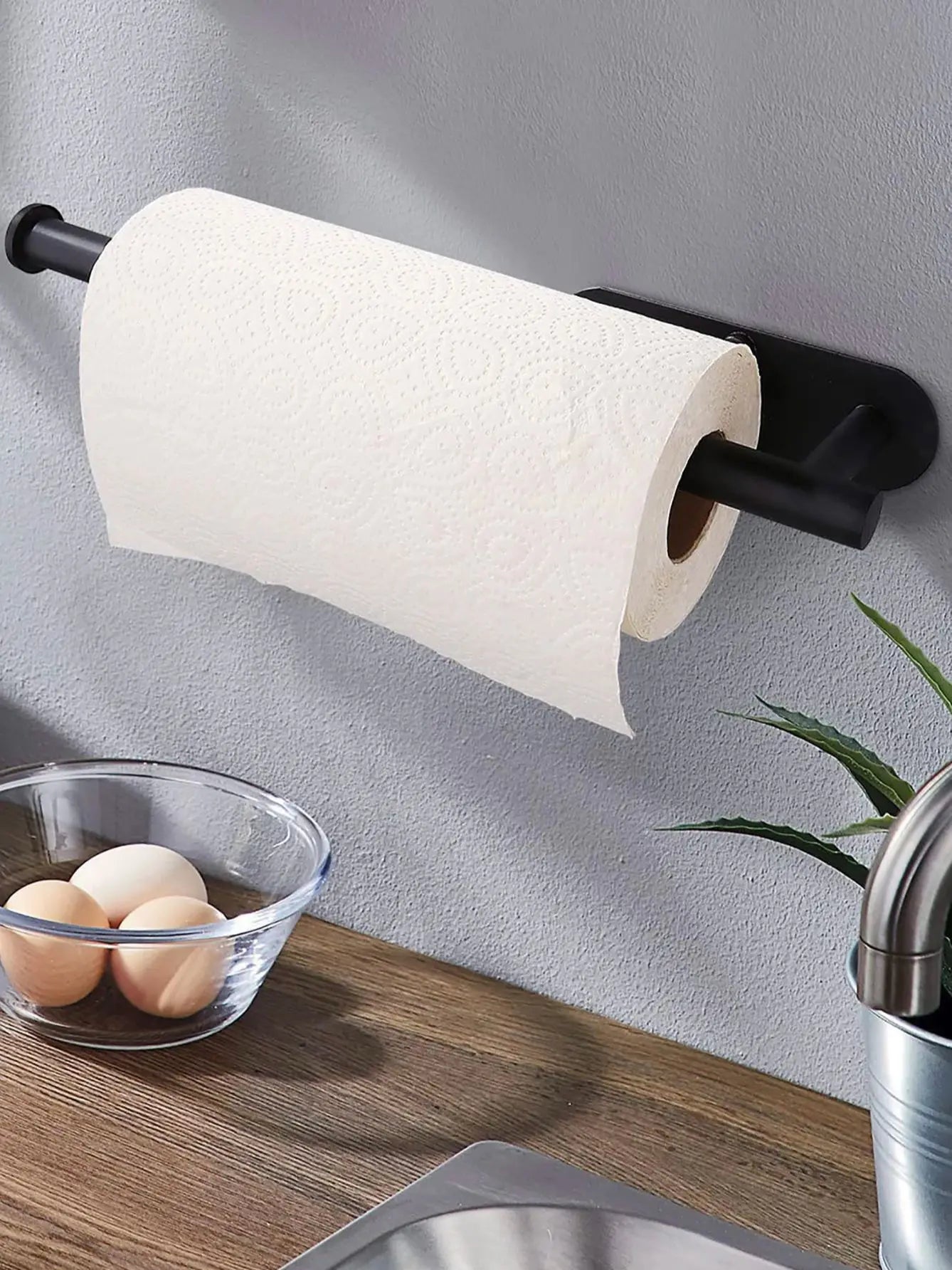 Acrylic Toilet Paper Holder Tissue Rack Wall Mounted Bathroom Kitchen Roll Holder Paper Tissue Rack Hook Modern Black Hanger
