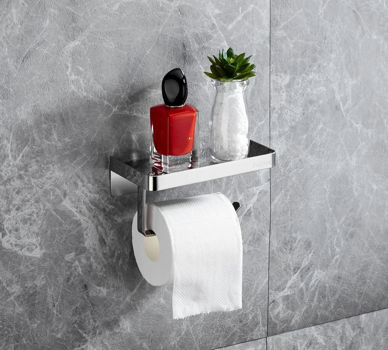 Bathroom 304 stainless steel tissue holder, two installation methods for toilet paper roll holder