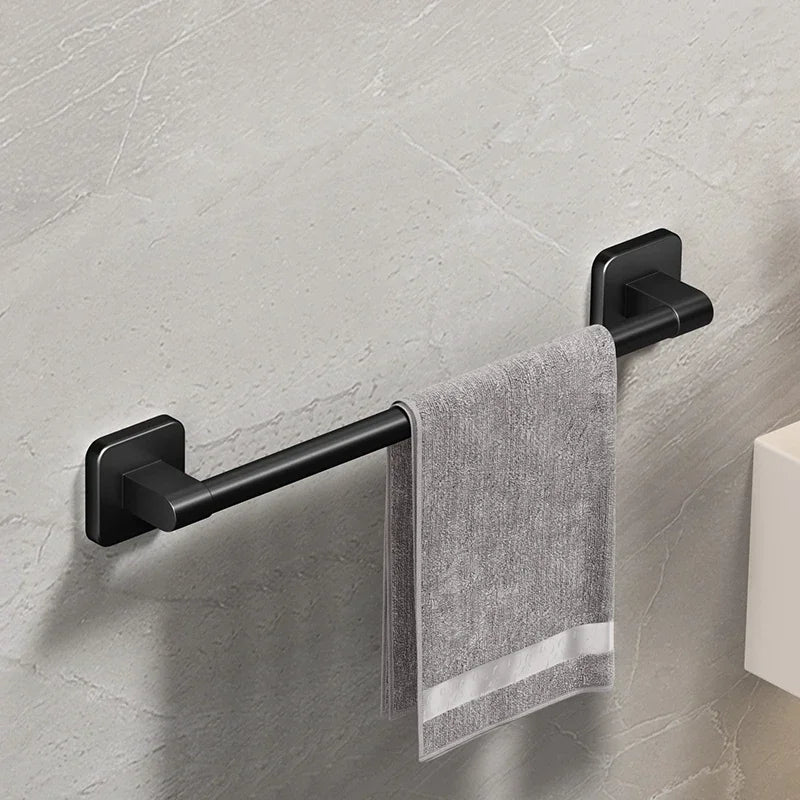 Bathroom Towel Holder White Without Drilling Bathroom Black Towel Rack TowelBar Self-Adhesive Bathroom Towel Rack TowelRail