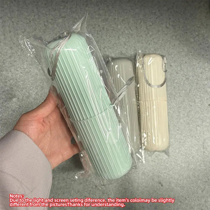 Portable Toothbrush Holder with Toothpaste Storage – Travel Bathroom Cup Case Organizer for Toiletries On-the-Go