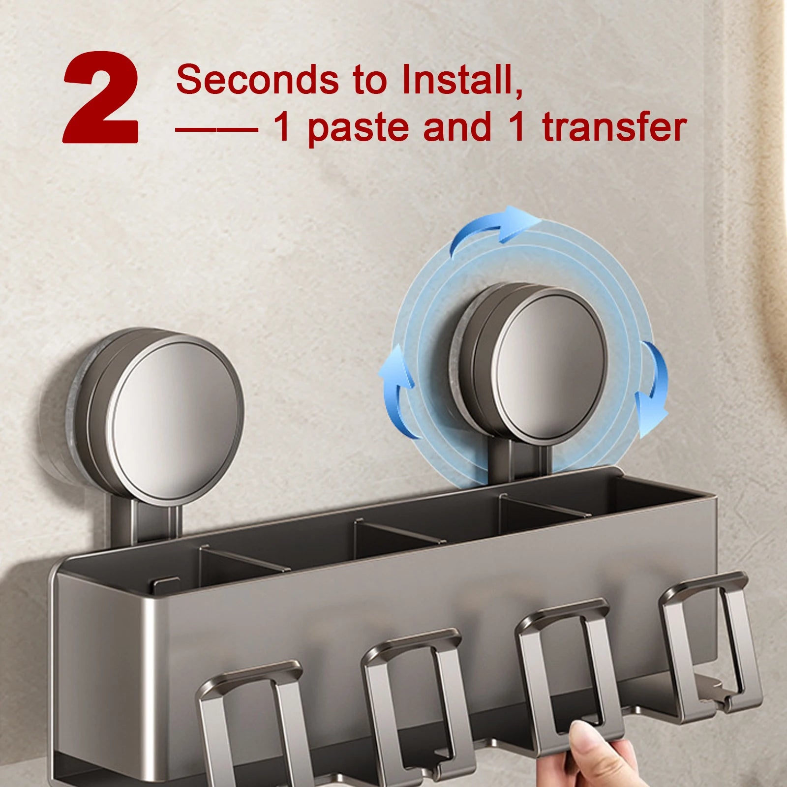 Suction cup Multifunctional Toothbrush Rack and Mug Holder Wall Mounted Toothpaste and Mouthwash Storage with tooth cup