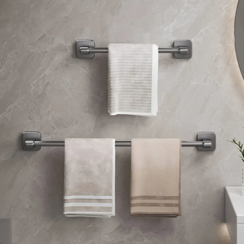 Bathroom Towel Holder Without Drilling Bathroom Black Towel Rack Towel Bar Self-Adhesive Bathroom Towel Rack Towel Rail