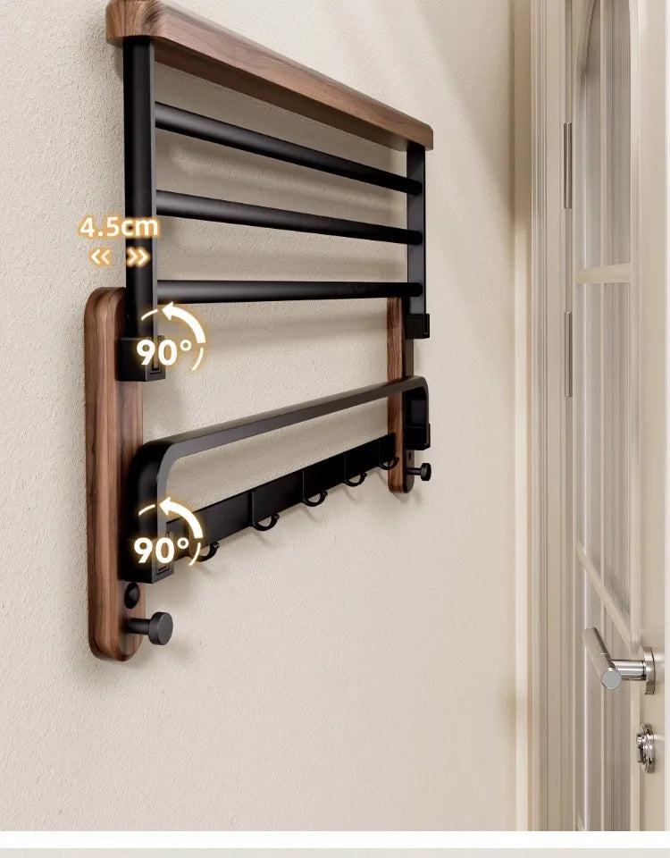 Walnut bathroom towel rack, high-end bath towel storage rack, bathroom shelf, bathroom pendant