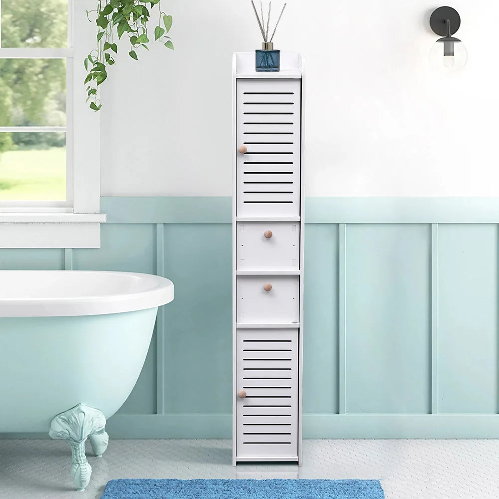Floor-standing wooden bathroom storage cabinet multi-layer storage cabinet bathroom paper towel rack storage cabinet