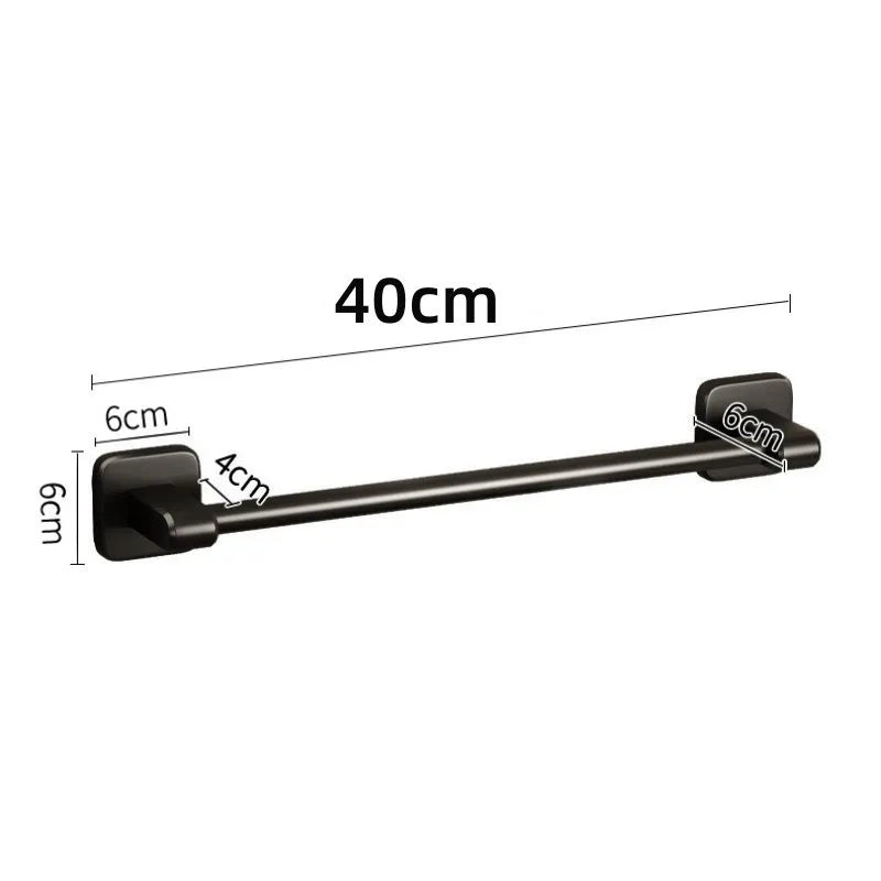 Bathroom Towel Holder Without Drilling Bathroom Black Towel Rack Towel Bar Self-Adhesive Bathroom Towel Rack Towel Rail