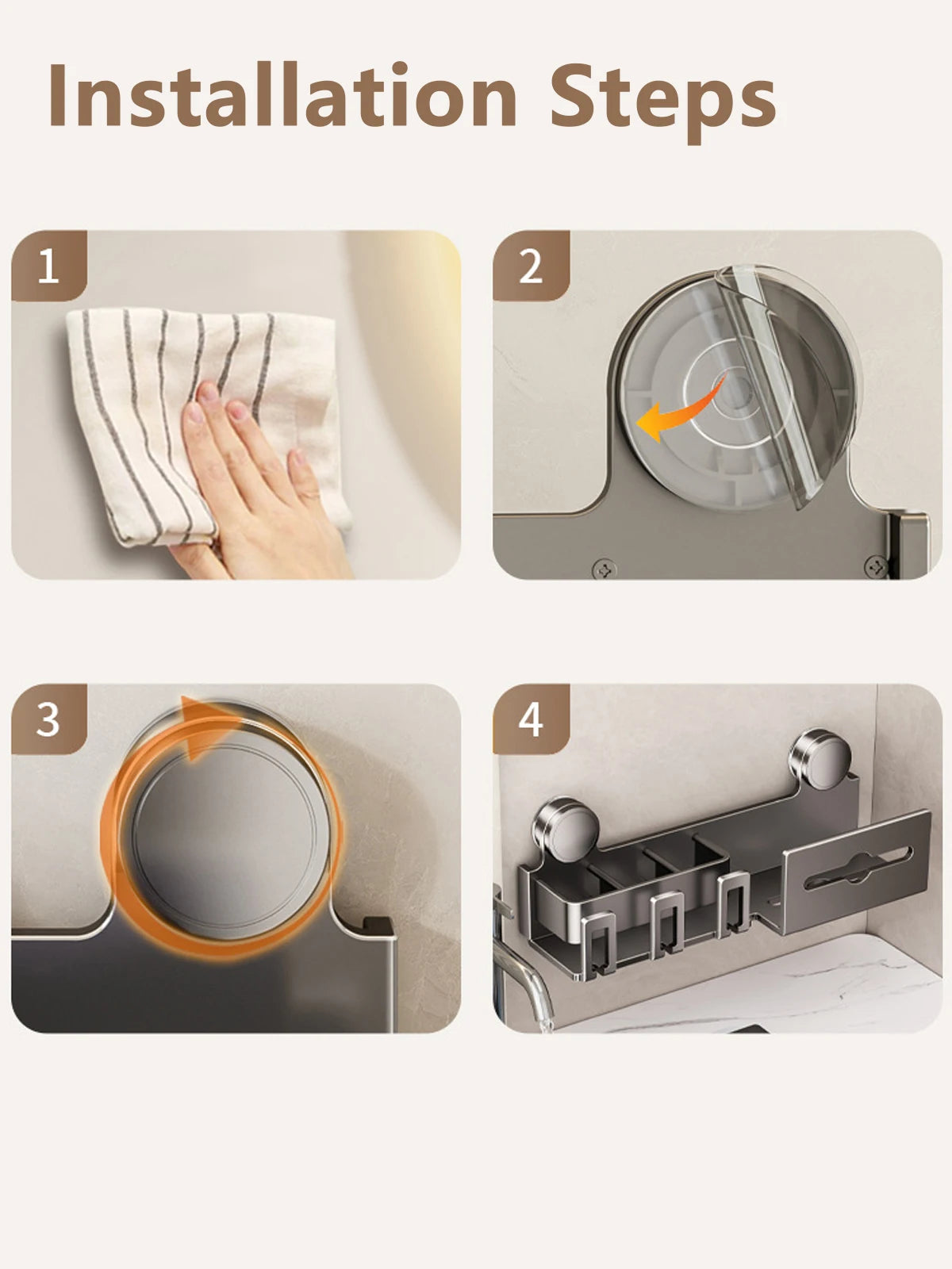 Suction Cup Toothbrush Holder With Paper Towel Holder Wall Mounted Storage Bathroom Shelf Mouthwash Cup Toothbrush Holder