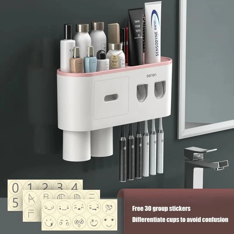 1Pcs Wash Set  Automatic Toothpaste Squeezer Cups Gargle Cup  Punch-free Toothbrush Cup Holder Storage Rack Bathroom Products Ho