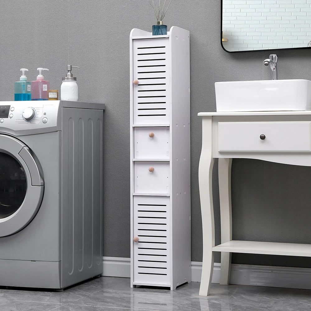 Floor-standing wooden bathroom storage cabinet multi-layer storage cabinet bathroom paper towel rack storage cabinet