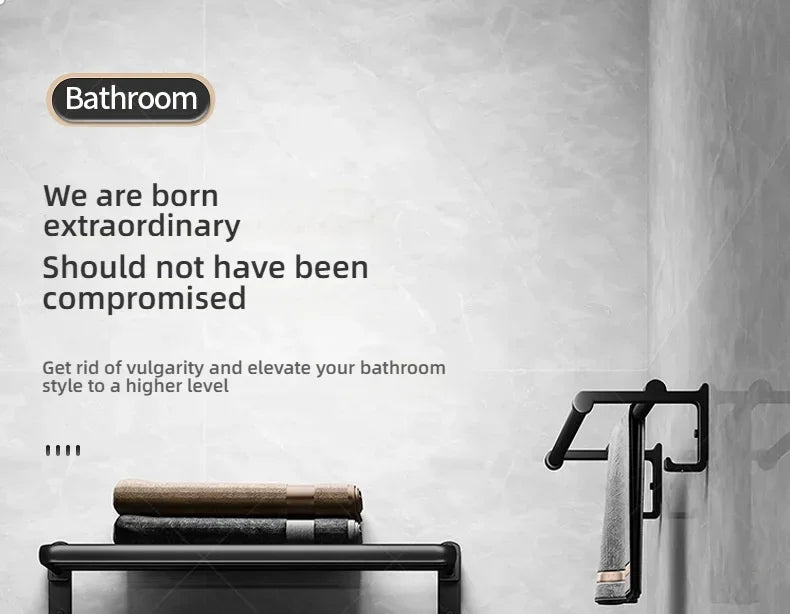 Popular Style 40/50CM Bathroom Self-Adhesive Wall Mount Bathroom Waterproof and Rust Proof Storage Shelf with Hook Towel Holder