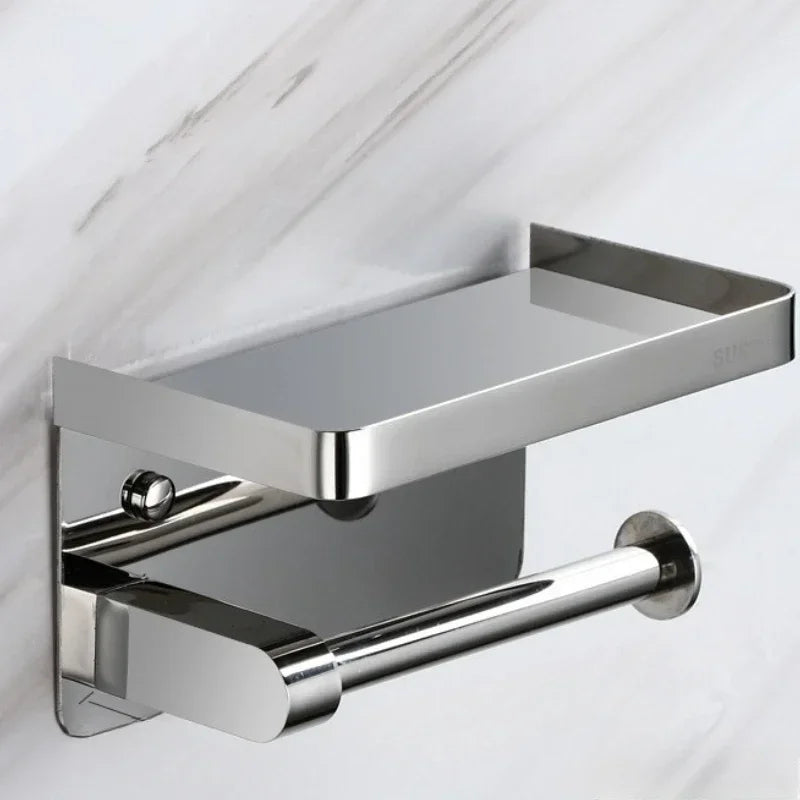 Bathroom 304 stainless steel tissue holder, two installation methods for toilet paper roll holder