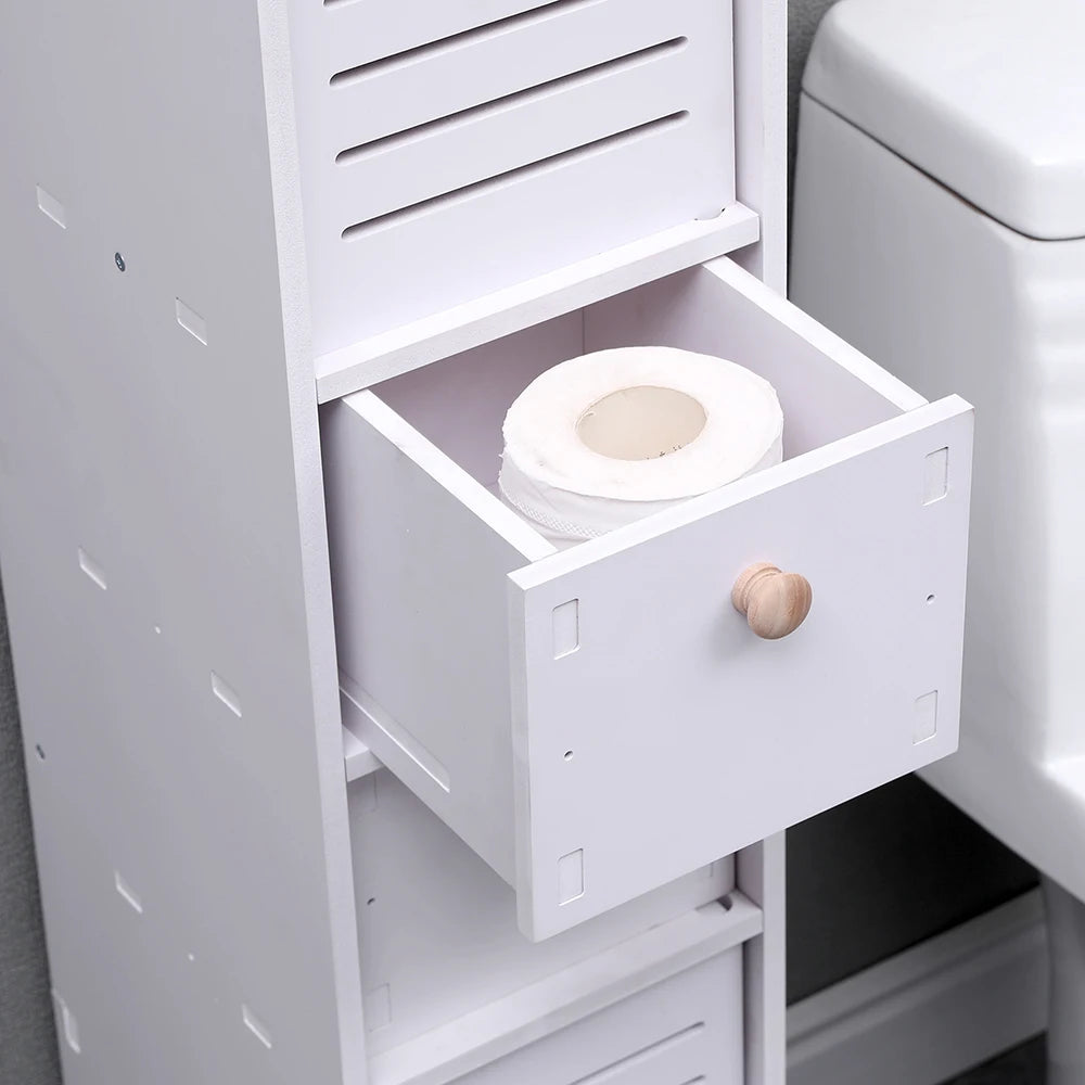 Floor-standing wooden bathroom storage cabinet multi-layer storage cabinet bathroom paper towel rack storage cabinet