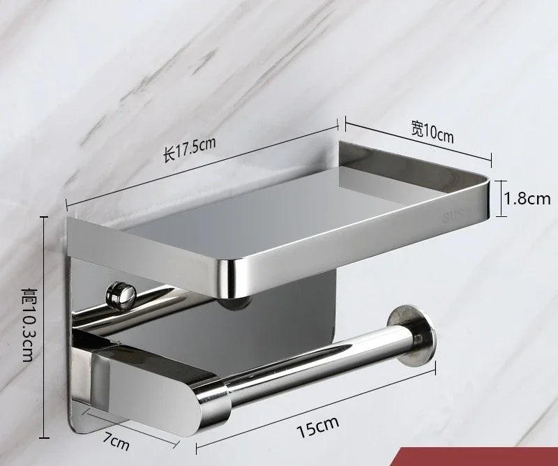 Bathroom 304 stainless steel tissue holder, two installation methods for toilet paper roll holder