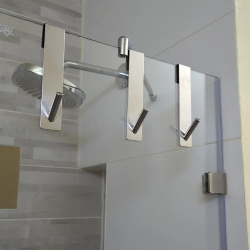 Stainless Steel Over Glass Door Shower Towel Rack S-Shape Bathroom Bathrobe Hanger Holder Shower Door Back Hooks
