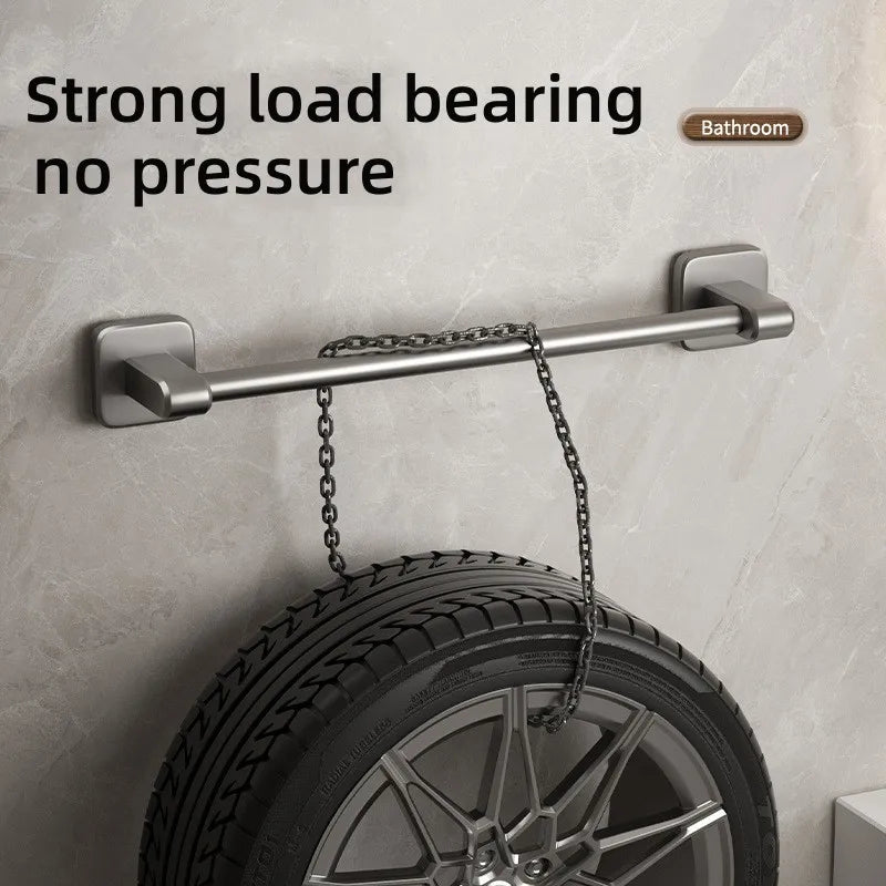 Bathroom Towel Holder Without Drilling Bathroom Black Towel Rack Towel Bar Self-Adhesive Bathroom Towel Rack Towel Rail