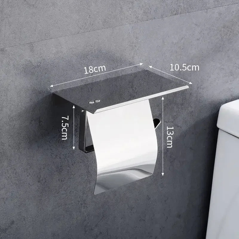 Bathroom 304 stainless steel tissue holder, two installation methods for toilet paper roll holder