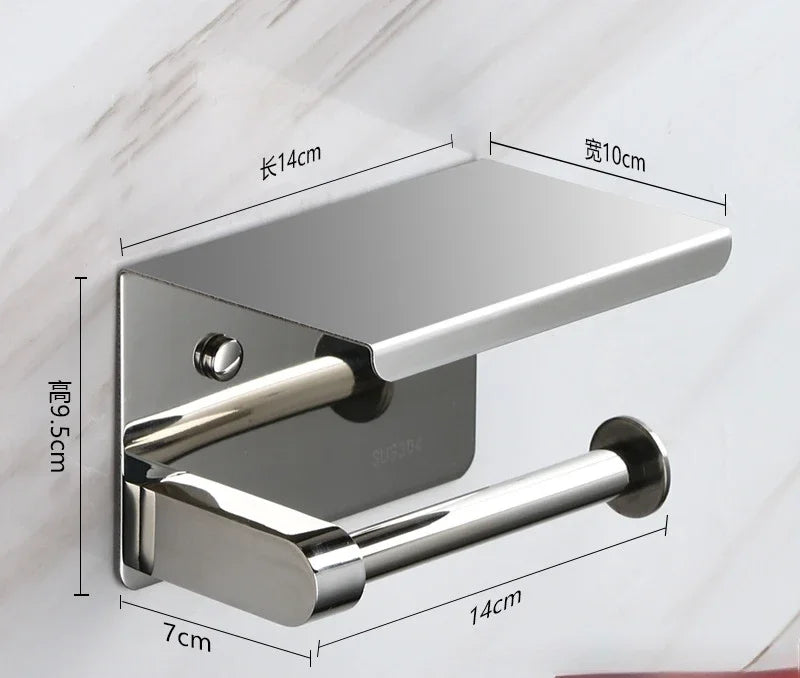 Bathroom 304 stainless steel tissue holder, two installation methods for toilet paper roll holder