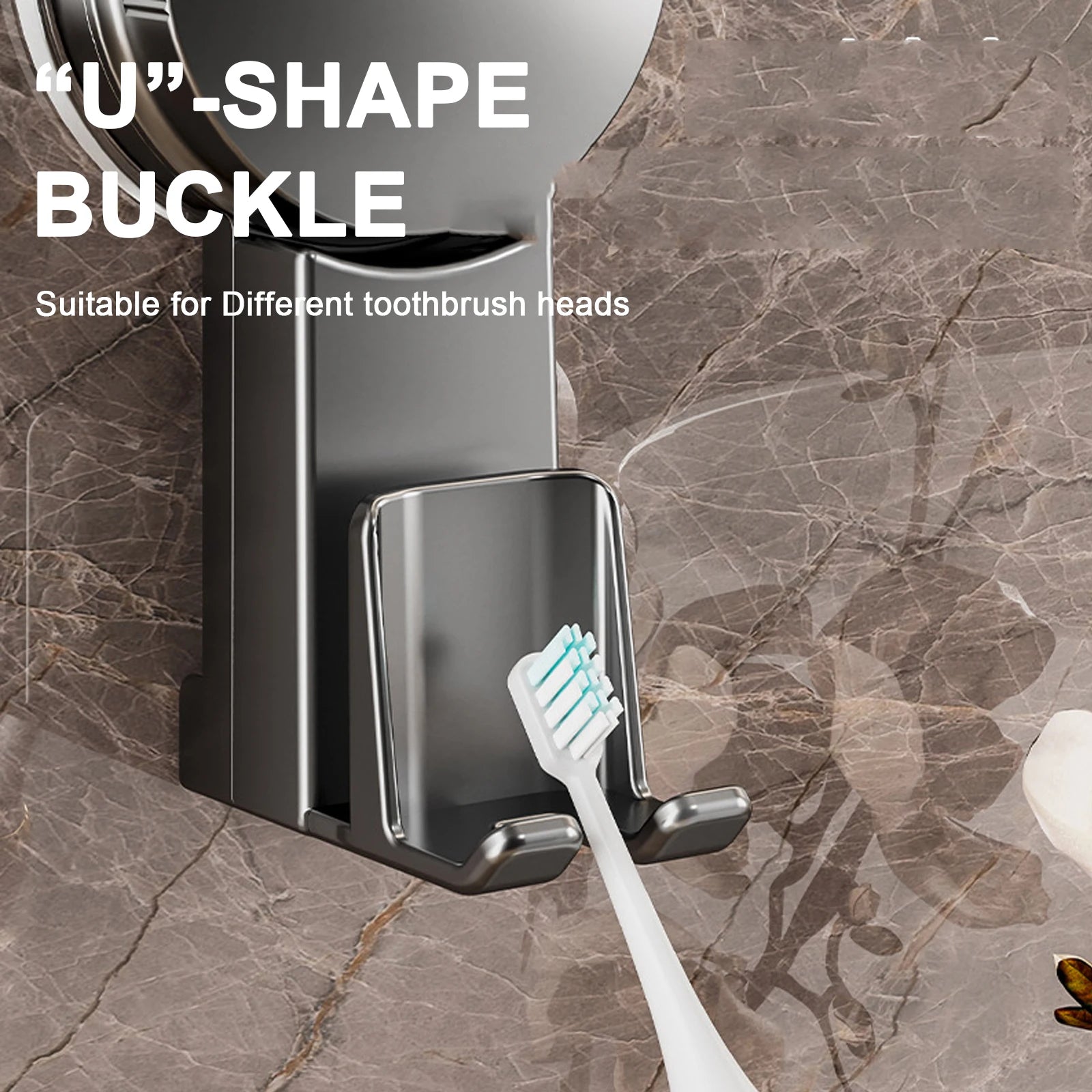 Suction Cup Toothbrush Holder With Squeezer Perforation-free Bathroom Shelf Mouthwash Cup Toothbrush Holder