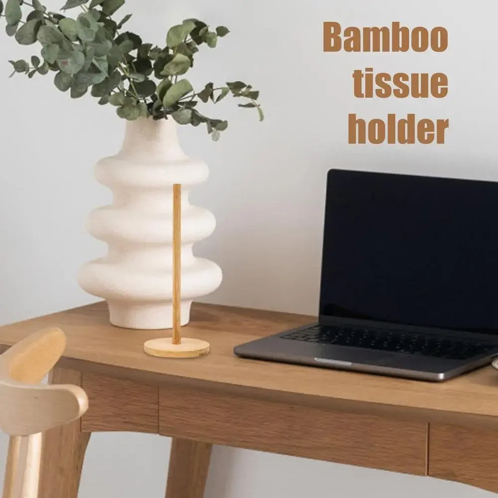 Wood Paper Towel Holder Durable Anti-Skid Tissue Vertical Stand Rack Hook For Kitchens Bathrooms Living Rooms Restaurant