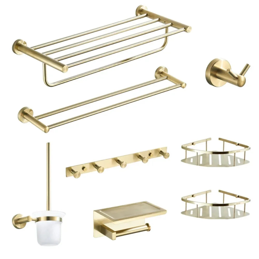 Gold Bathroom rack Nordic brushed gold towel rack simple gold bathroom rack bathroom hardware shelf