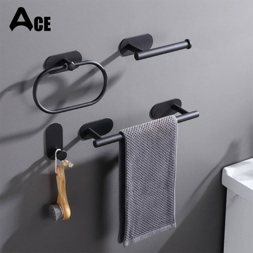 Bath Towel Bar 304 Stainless Steel Towel Rack Towel Ring Toilet Paper Holder Brushed Gold Bathroom Hardware Accessories Set
