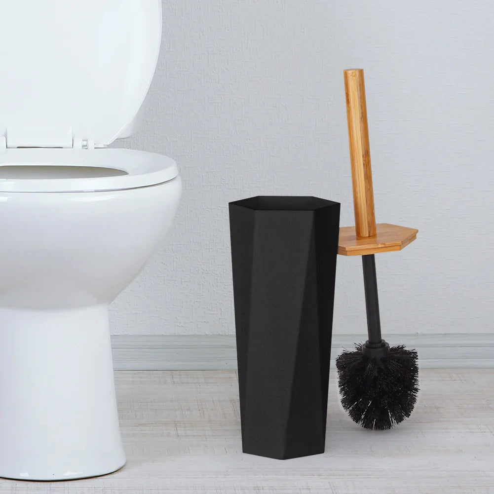 8 Pcs Bathroom Accessories Set with Cup Holder Dish Dispenser Bin Brush (Black)