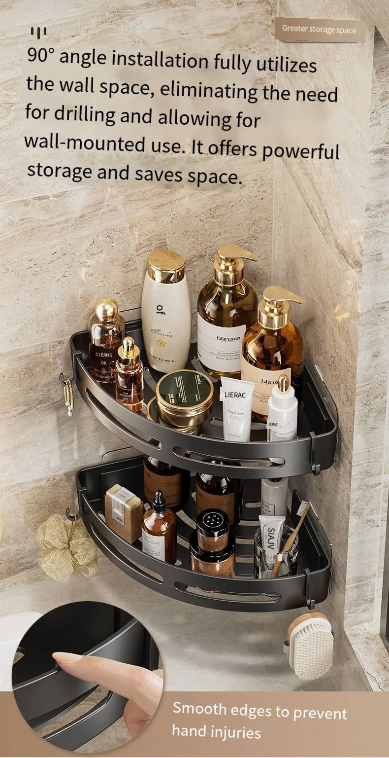 1/2/3Pcs Bathroom Shampoo Rack Adhesive Shower Rack Storage Rack Diamond Free Rack Corner Towel Rack Bathroom Rack Storage Rack