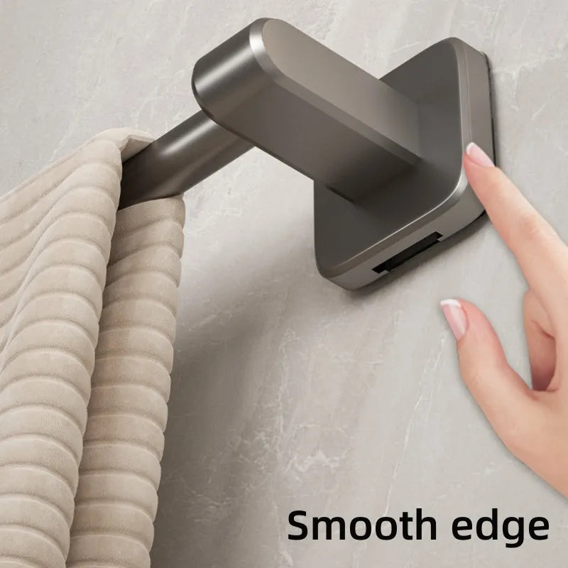 Bathroom Towel Holder Without Drilling Bathroom Black Towel Rack Towel Bar Self-Adhesive Bathroom Towel Rack Towel Rail