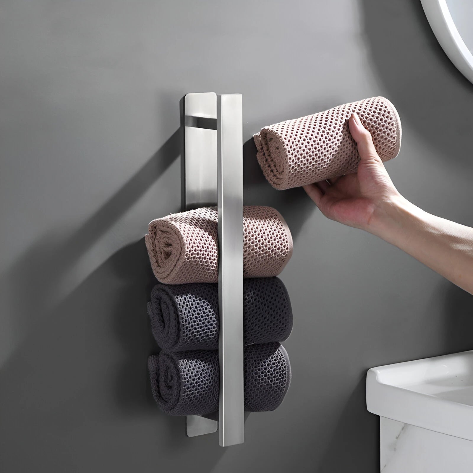 304 stainless steel towel rack without punching bathroom single pole bathroom hardware towel rack towel rod