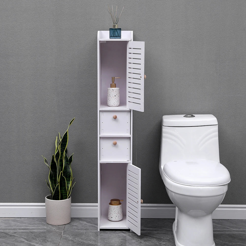 Floor-standing wooden bathroom storage cabinet multi-layer storage cabinet bathroom paper towel rack storage cabinet