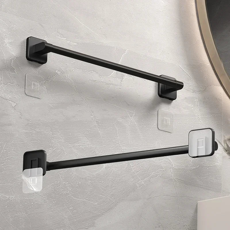 Bathroom Towel Holder White Without Drilling Bathroom Black Towel Rack TowelBar Self-Adhesive Bathroom Towel Rack TowelRail