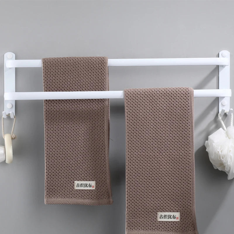 SHBSHAIMY Space Aluminum Towel Hanger Wall Mounted Towel Rack Bathroom Fashion White Towel Bar Rail Matte White Towel Holder