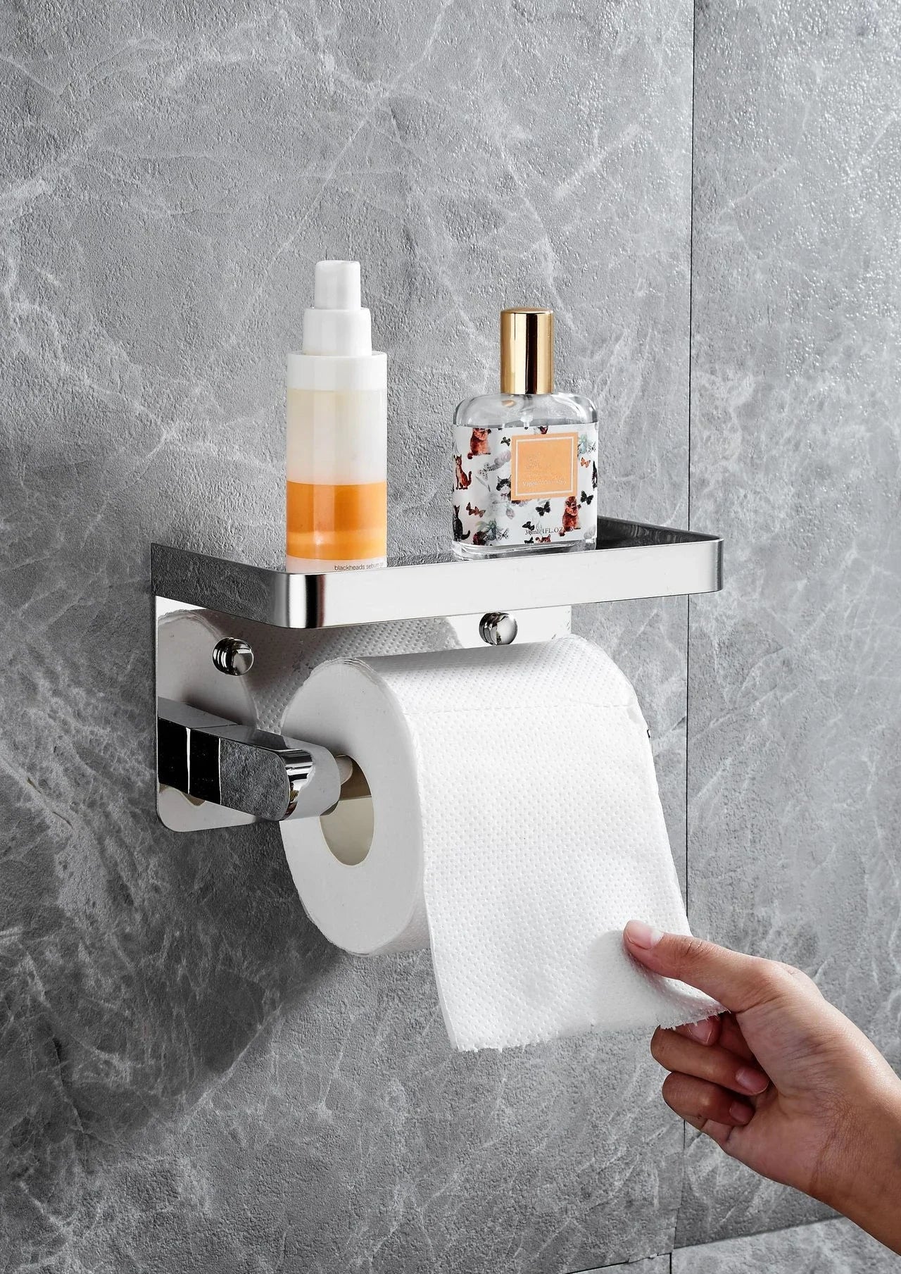 Bathroom 304 stainless steel tissue holder, two installation methods for toilet paper roll holder