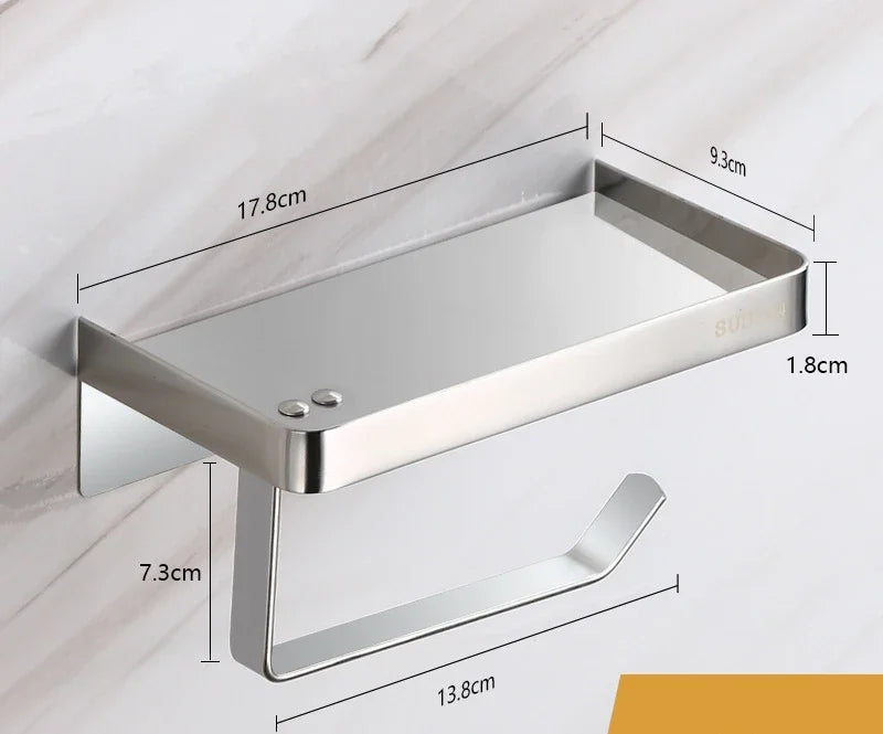 Bathroom 304 stainless steel tissue holder, two installation methods for toilet paper roll holder