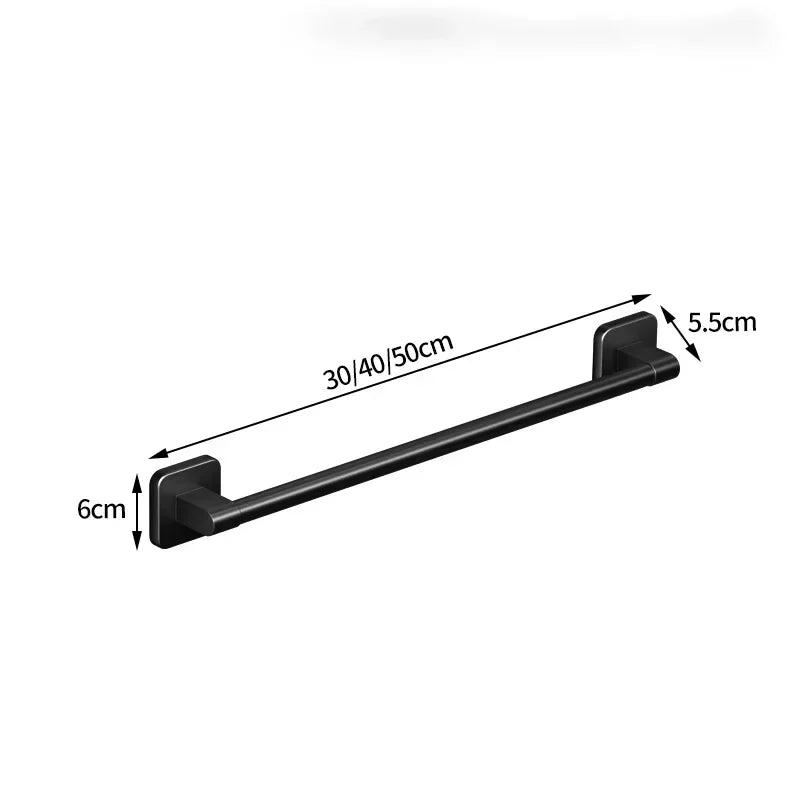 Bathroom Towel Holder White Without Drilling Bathroom Black Towel Rack TowelBar Self-Adhesive Bathroom Towel Rack TowelRail