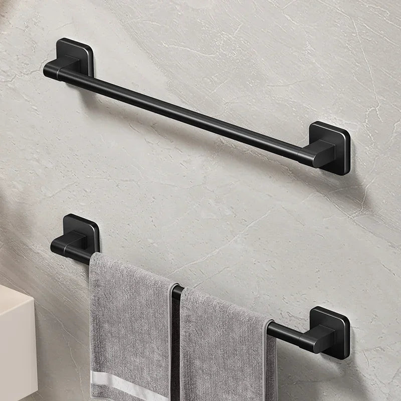 Bathroom Towel Holder White Without Drilling Bathroom Black Towel Rack TowelBar Self-Adhesive Bathroom Towel Rack TowelRail