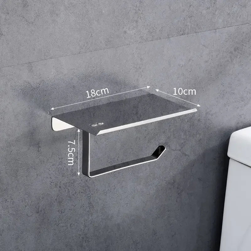 Bathroom 304 stainless steel tissue holder, two installation methods for toilet paper roll holder
