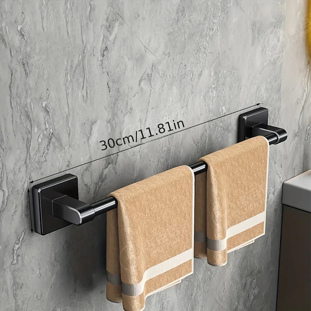 Bathroom Towel Holder White Without Drilling Bathroom Black Towel Rack TowelBar Self-Adhesive Bathroom Towel Rack TowelRail