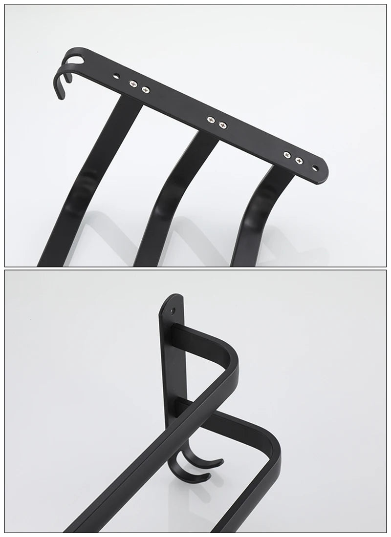 SHBSHAIMY Space Aluminum Towel Hanger Wall Mounted Towel Rack Bathroom Fashion White Towel Bar Rail Matte White Towel Holder