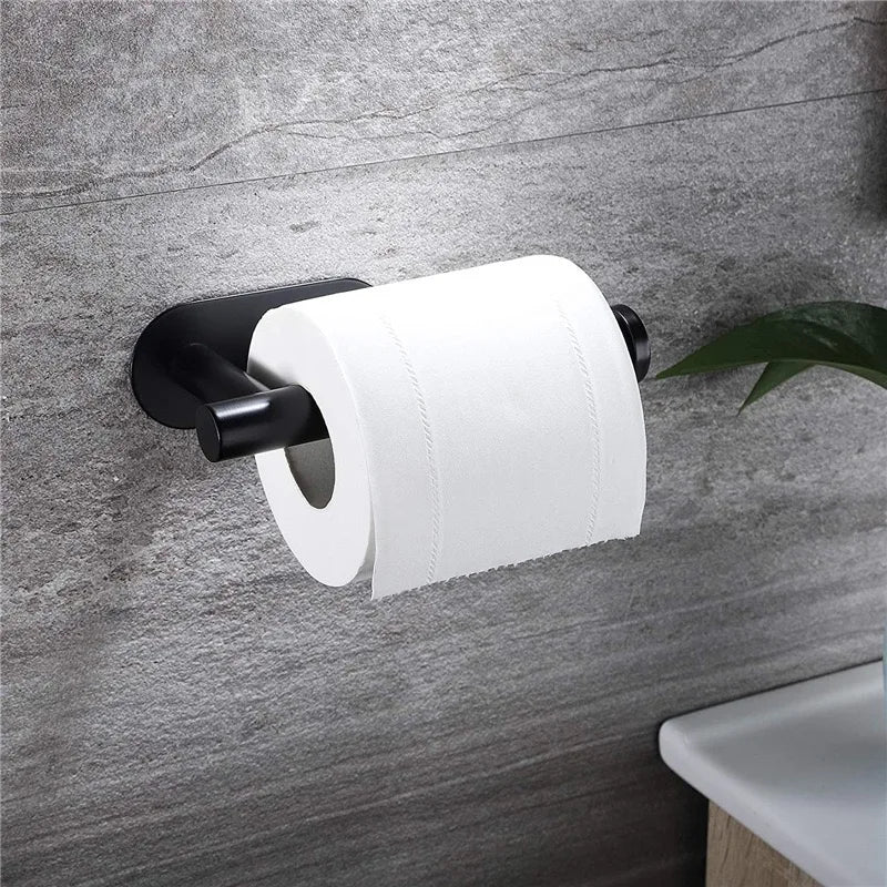 Acrylic Toilet Paper Holder Tissue Rack Wall Mounted Bathroom Kitchen Roll Holder Paper Tissue Rack Hook Modern Black Hanger