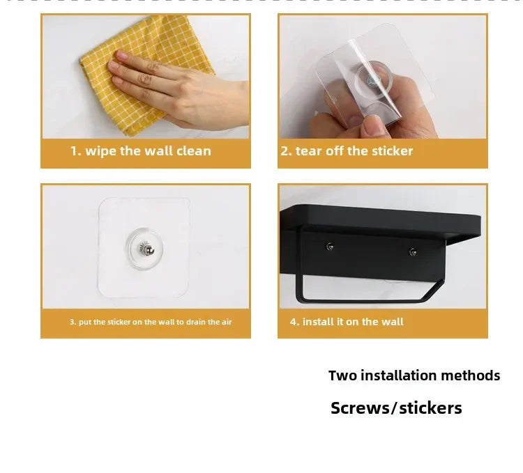 Bathroom 304 stainless steel tissue holder, two installation methods for toilet paper roll holder