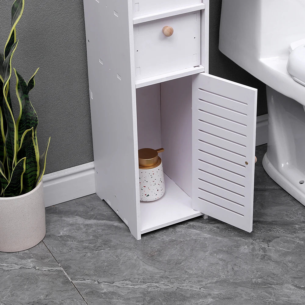 Floor-standing wooden bathroom storage cabinet multi-layer storage cabinet bathroom paper towel rack storage cabinet