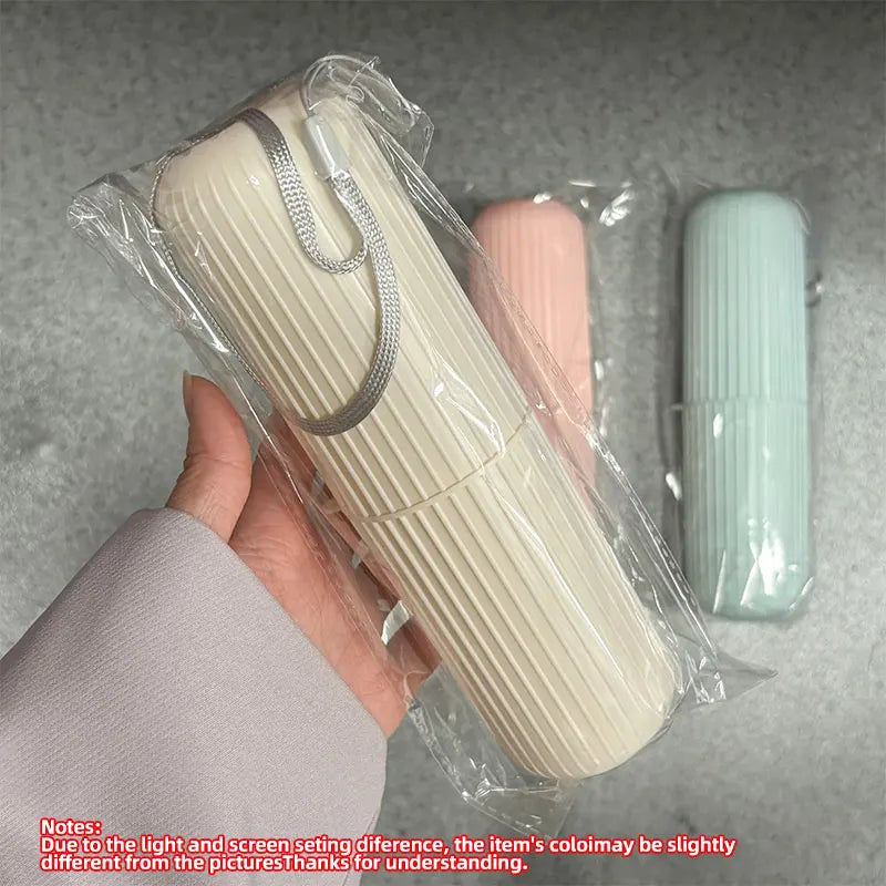 Portable Toothbrush Holder with Toothpaste Storage – Travel Bathroom Cup Case Organizer for Toiletries On-the-Go