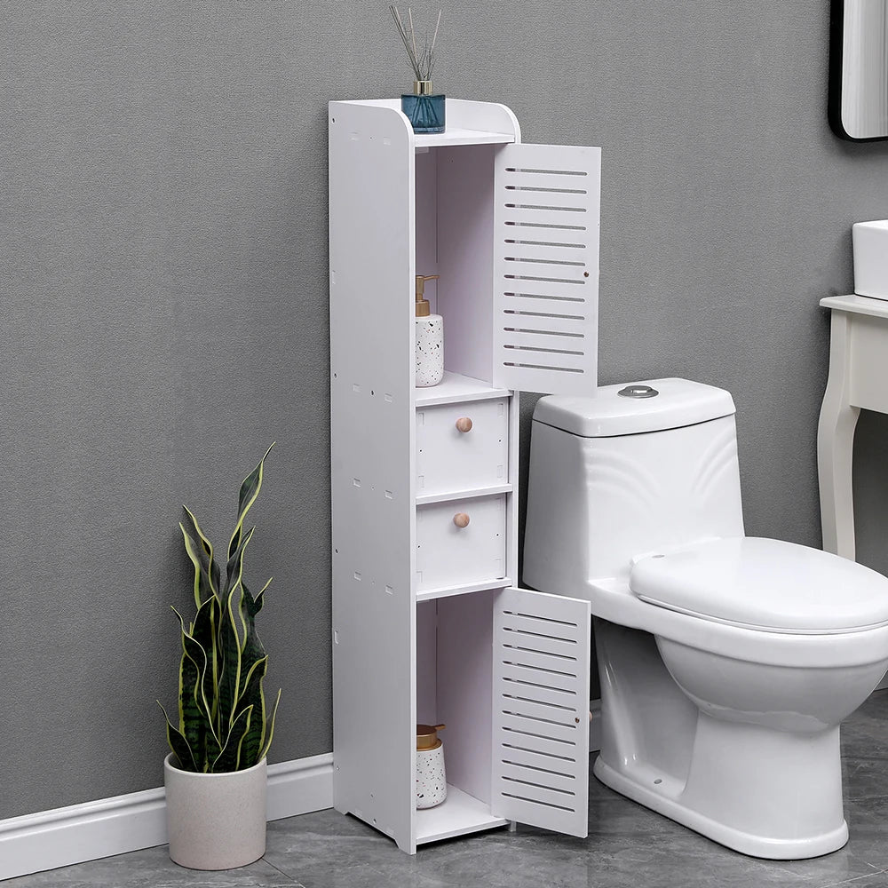 Floor-standing wooden bathroom storage cabinet multi-layer storage cabinet bathroom paper towel rack storage cabinet